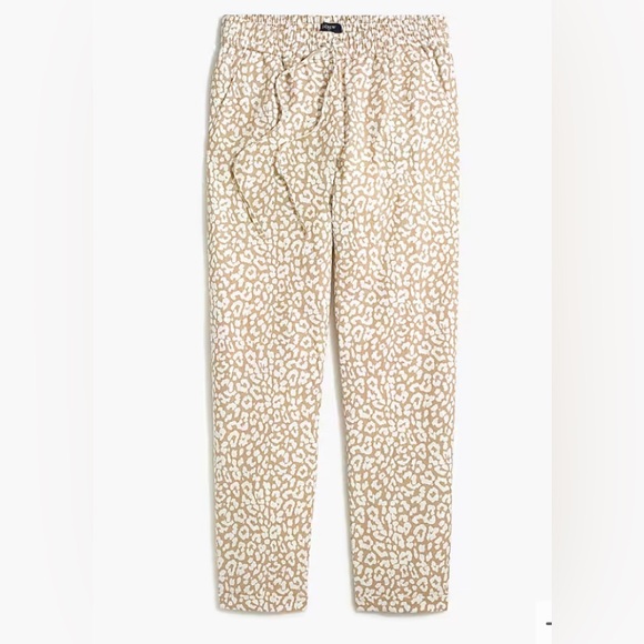 LIKE NEW!! J CREW LINEN DRAWSTRING PANTS leopard print and POCKETS! - Picture 1 of 8